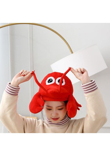 Istakoz Şapkası Beanie Cosplay Kostüm Peluş Plush Fotoğraf Prop Aksesuarları(Yurt Dışından) fiyatları