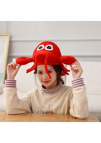 Istakoz Şapkası Beanie Cosplay Kostüm Peluş Plush Fotoğraf Prop Aksesuarları(Yurt Dışından) fırsatları