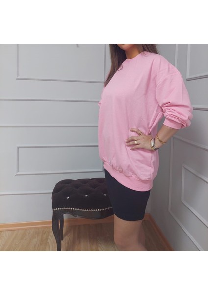 Sıfır Yaka Pembe Sweat