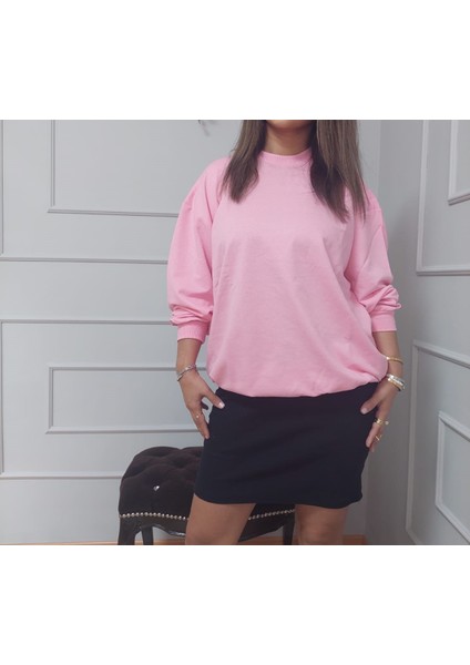 Sıfır Yaka Pembe Sweat