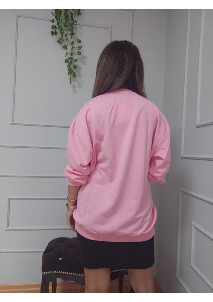 Sıfır Yaka Pembe Sweat