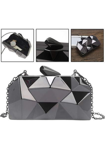 Moda Akşam Çantası Debriyaj Çantası Geometrik Kutu Toka Kapağı Gece Dışarı Blacka(Yurt Dışından) indirimleri