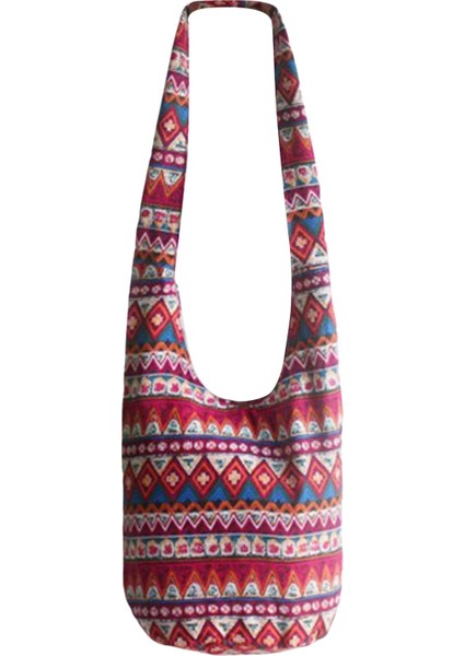 Hippi Crossbody Çantalar Hobo Çantalar Fermuarlı Cep Etnik Tarzı Çanta Kırmızı(Yurt Dışından)