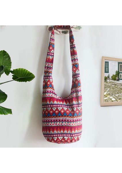 Hippi Crossbody Çantalar Hobo Çantalar Fermuarlı Cep Etnik Tarzı Çanta Kırmızı(Yurt Dışından) modelleri