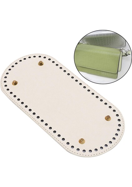Tığ Için Oval Pu Deri Çanta Alt 9.8 x 4.7 "dıy Çanta Omuz Çantaları Bej(Yurt Dışından)