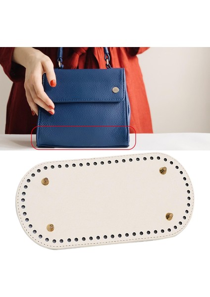 Tığ Için Oval Pu Deri Çanta Alt 9.8 x 4.7 "dıy Çanta Omuz Çantaları Bej(Yurt Dışından)