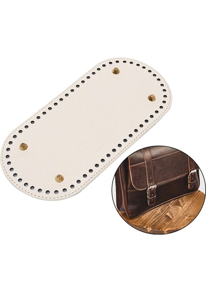 Tığ Için Oval Pu Deri Çanta Alt 9.8 x 4.7 "dıy Çanta Omuz Çantaları Bej(Yurt Dışından)