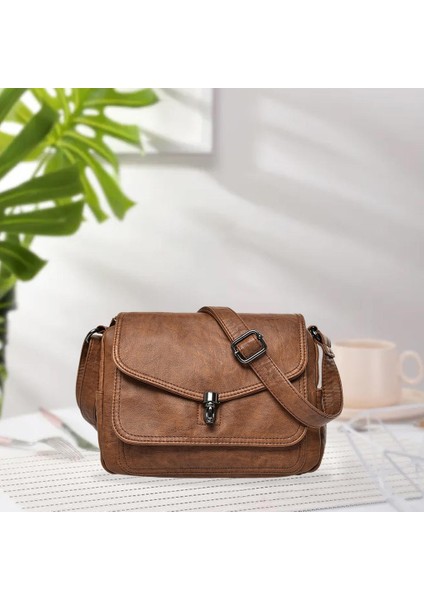 Vintage Stil Kadınlar Yumuşak Pu Flip Omuz Çantası Casual Crossbody Çanta Satchel (Yurt Dışından) indirimleri