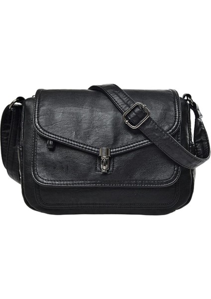 Vintage Stil Kadınlar Yumuşak Pu Flip Omuz Çantası Casual Crossbody Çanta Satchel(Yurt Dışından)