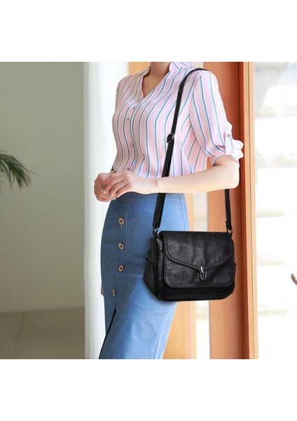 Vintage Stil Kadınlar Yumuşak Pu Flip Omuz Çantası Casual Crossbody Çanta Satchel(Yurt Dışından) fiyatları