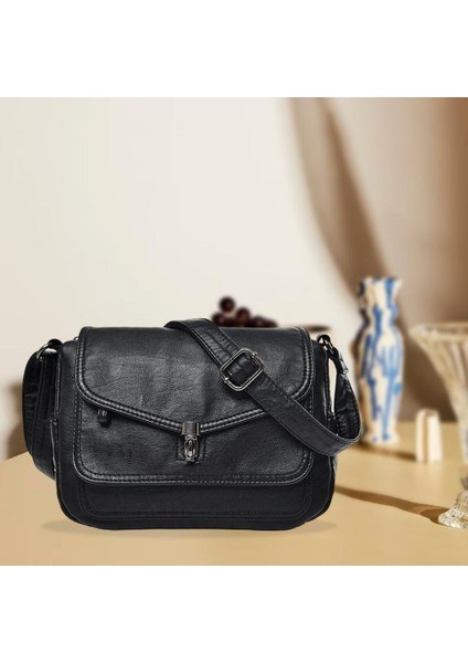 Vintage Stil Kadınlar Yumuşak Pu Flip Omuz Çantası Casual Crossbody Çanta Satchel(Yurt Dışından) fırsatları