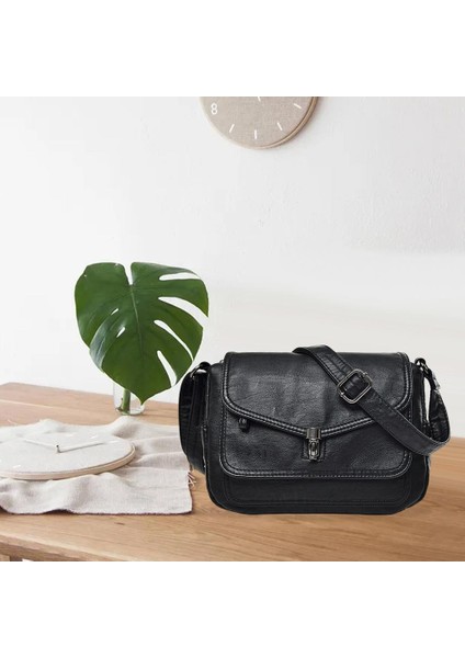 Vintage Stil Kadınlar Yumuşak Pu Flip Omuz Çantası Casual Crossbody Çanta Satchel(Yurt Dışından) indirimleri