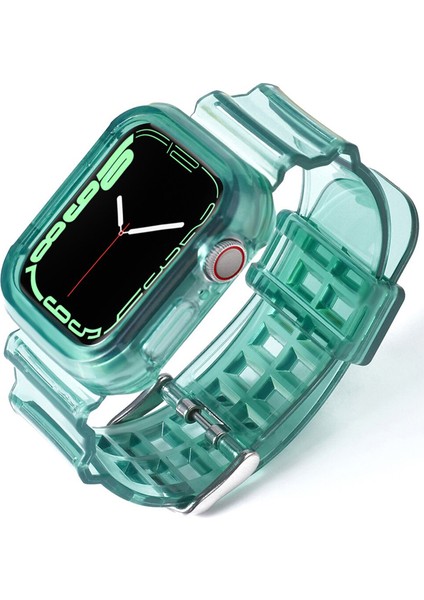 Apple Watch 42 mm - 44 mm - 45 mm Uyumlu Kılıf Korumalı Silikon Kordon Kayış - KY22-2