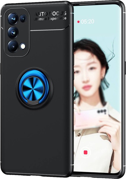 Oppo Reno 5 Pro Kılıf Yüzüklü Manyetik Ravel Silikon