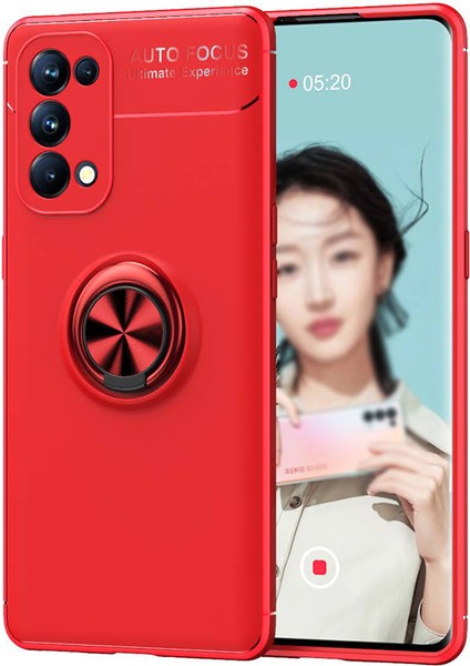 Oppo Reno 5 Kılıf Yüzüklü Manyetik Ravel Silikon