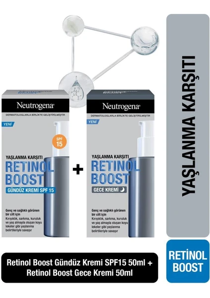 Retinol Boost Gündüz Kremi Antiaging 50 ml + Neutrogena Retinol Boost Gece Kremi Antiaging 50 ml