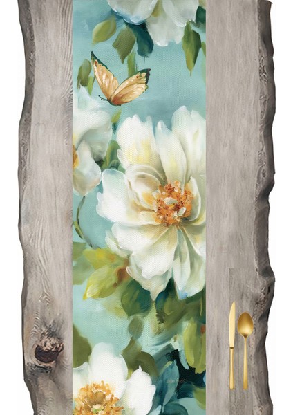 Bahar Çiçekleri Keten Görünümlü Runner RUN368