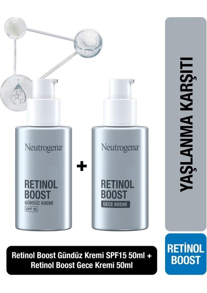 Retinol Boost Gündüz Kremi Antiaging 50 ml + Neutrogena Retinol Boost Gece Kremi Antiaging 50 ml