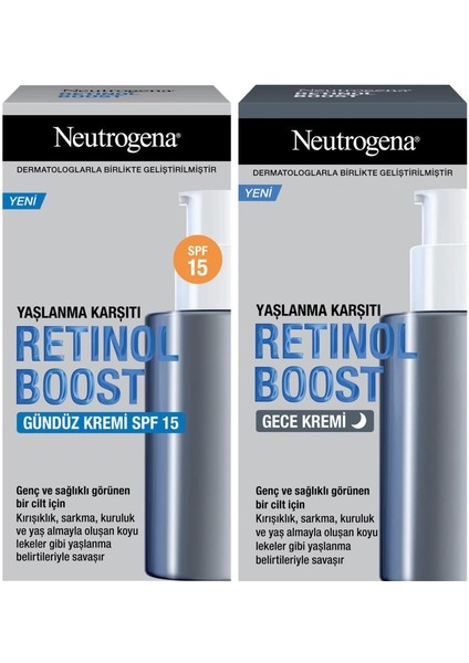 Retinol Boost Gündüz Kremi Antiaging 50 ml + Neutrogena Retinol Boost Gece Kremi Antiaging 50 ml