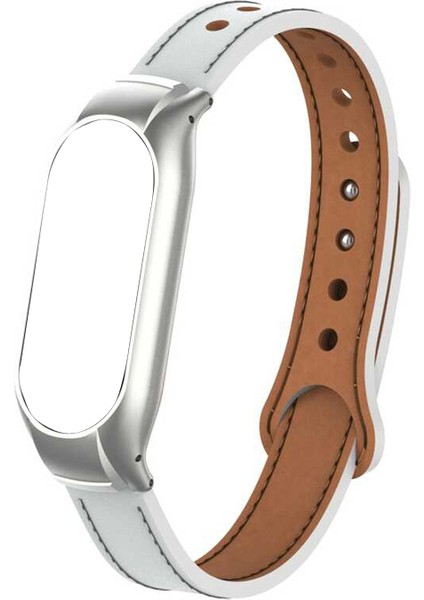 Casestreet Xiaomi Mi Band 7 Kordon Deri Dikişli Krd 68 Beyaz