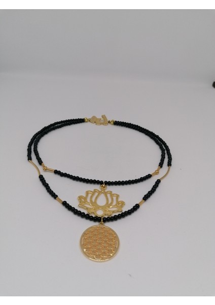 Lotus ve Yaşam çiçeği Kolye