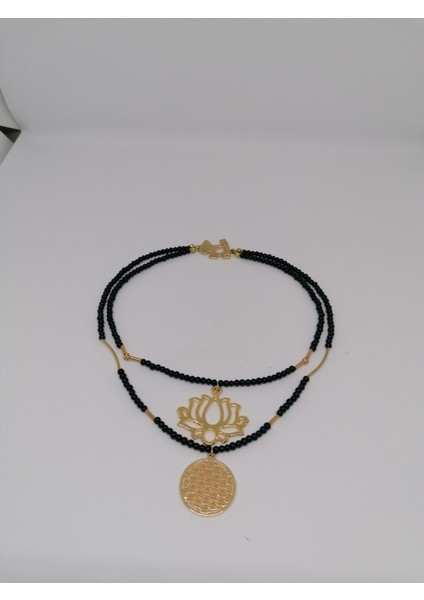 Lotus ve Yaşam çiçeği Kolye