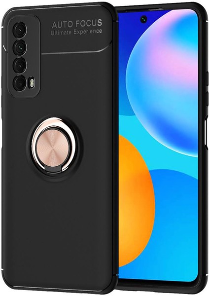 Huawei P Smart 2021 Kılıf Yüzüklü Manyetik Ravel Silikon