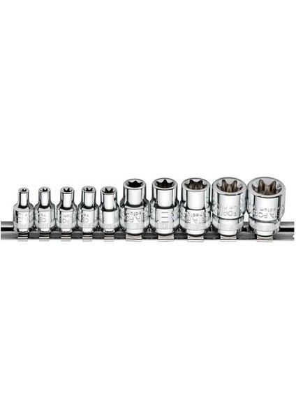 C16-R10 10 Parça 1/4-3/8 Inç Dış Torx Lokma Anahtar Takımı