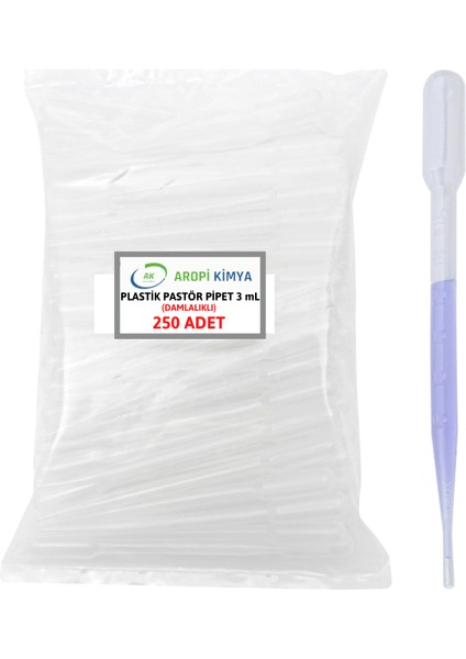 Plastik Pastör Pipet 3 ml Damlalık 250 Ad/pk