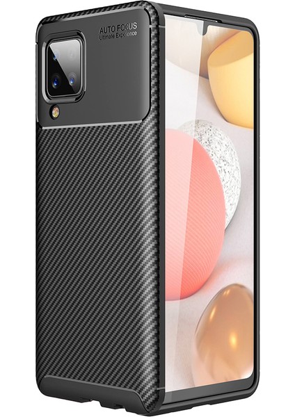 Samsung Galaxy A12 Kılıf Karbon Desenli Lux Negro Silikon