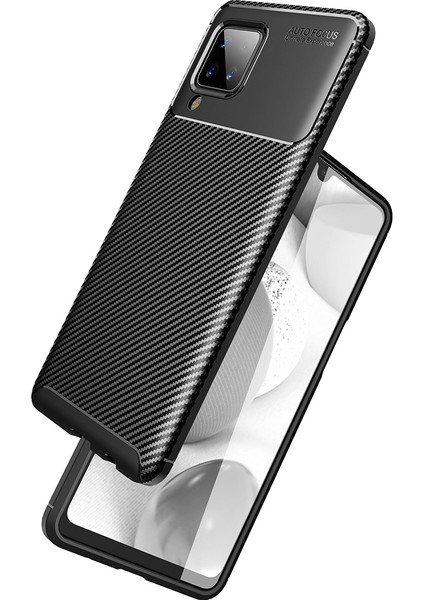 Samsung Galaxy A12 Kılıf Karbon Desenli Lux Negro Silikon
