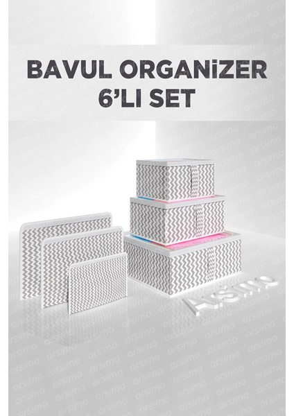6'lı Valiz Düzenleyici Set- Çizgili