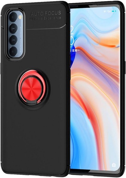 Oppo Reno 4 Pro Kılıf Yüzüklü Manyetik Ravel Silikon