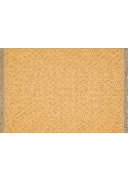 Jüt Sarı 5025 Dokuma Desenli Saçaklı Kilim