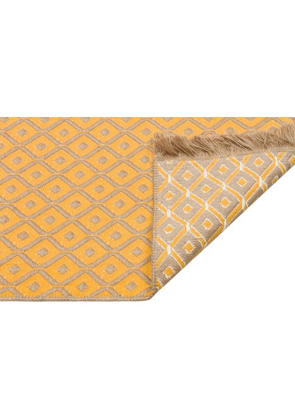 Jüt Sarı 5025 Dokuma Desenli Saçaklı Kilim fiyatları