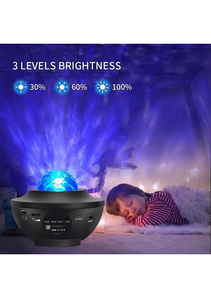 Yıldız Projeksiyon Işığı Bluetooth Lazer Atmosfer Işığı USB Müzik Başucu Işığı LED Lazer Projeksiyon Işığı Müzik Yıldız Işığı(Yurt Dışından)