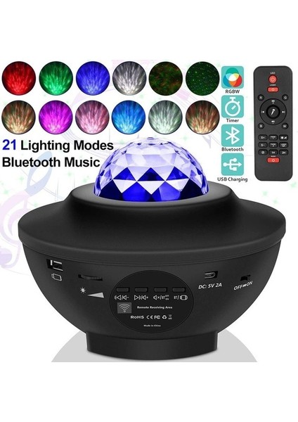Yıldız Projeksiyon Işığı Bluetooth Lazer Atmosfer Işığı USB Müzik Başucu Işığı LED Lazer Projeksiyon Işığı Müzik Yıldız Işığı(Yurt Dışından)