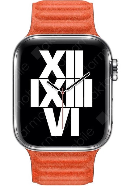 Apple Watch 8 45 mm Uyumlu Baklalı Model Deri Kayış Mıknatıslı Kordon