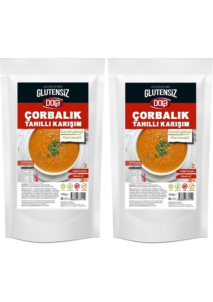 Glutensiz Çorbalık Tahıllı Karışım 300 gr 2 Adet Karabuğdaylı Mercimekli Karışımı