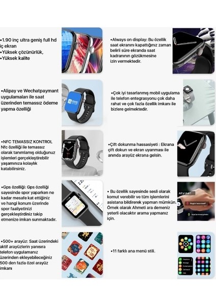 Dt No.1 Akıllı Saat Nfc Gps Özellikli 1.9'' Full Ekran ( Orjinal Yeşil Kutu )Pembe