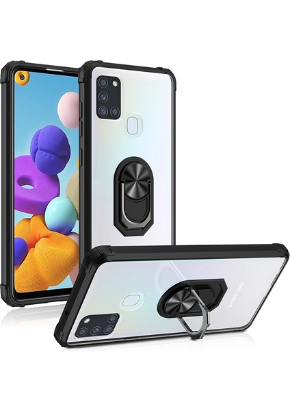 Samsung Galaxy A21S Kılıf Silikon Kenarlı Yüzüklü Manyetik Mola Kapak indirimleri