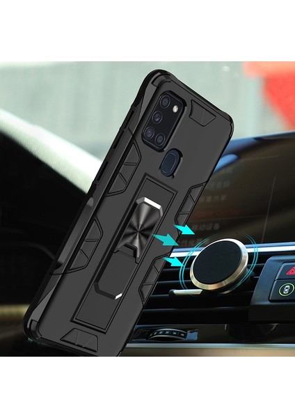 Samsung Galaxy A21S Kılıf Sürgülü Kızaklı Standlı Volve Kapak