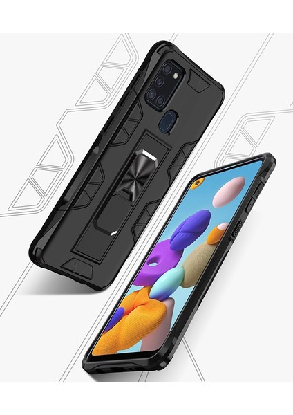 Samsung Galaxy A21S Kılıf Sürgülü Kızaklı Standlı Volve Kapak