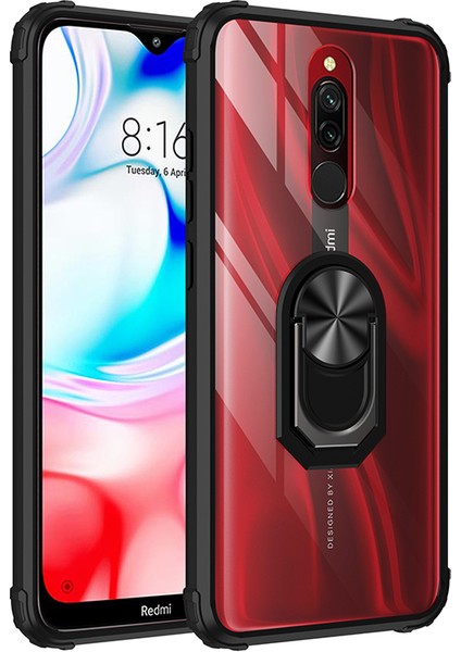 Xiaomi Redmi 8 Kılıf Silikon Kenarlı Renkli Mayetik Yüzüklü Mola Kapak