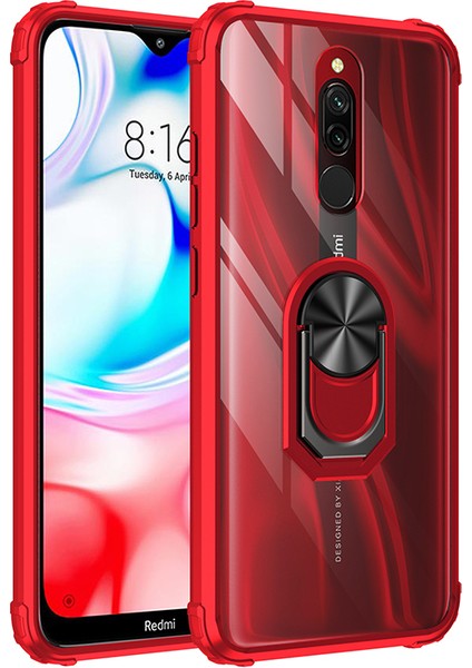Xiaomi Redmi 8 Kılıf Silikon Kenarlı Renkli Mayetik Yüzüklü Mola Kapak