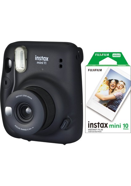 Instax Mini 11 Siyah Fotoğraf Makinesi 10'lu Film