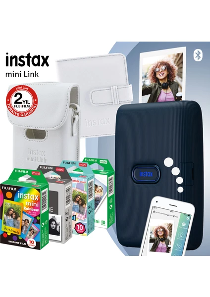 Instax Mini Link Mavi Akıllı Yazıcı ve Mega Set