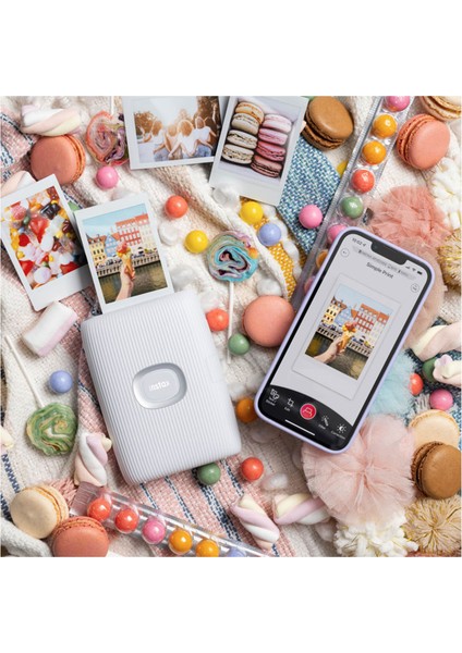 Instax Mini Link 2 Beyaz Akıllı Telefon Yazıcısı ve 10'lu Mini Film