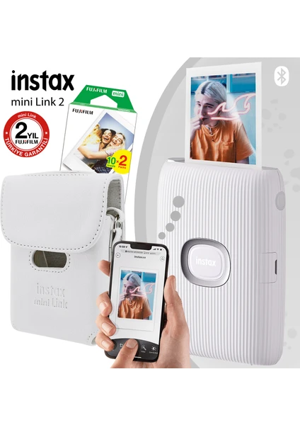 Instax Mini Link 2 Beyaz Akıllı Telefon Yazıcısı ve Çantalı Hediye Seti 4