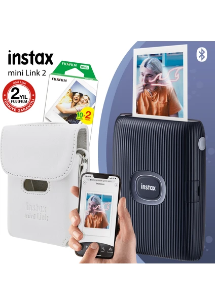 Instax Mini Link 2 Uzay Mavisi Akıllı Telefon Yazıcısı ve Çantalı Hediye Seti 4